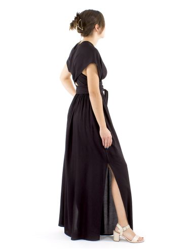 Vestido viscosa larga atado espalda