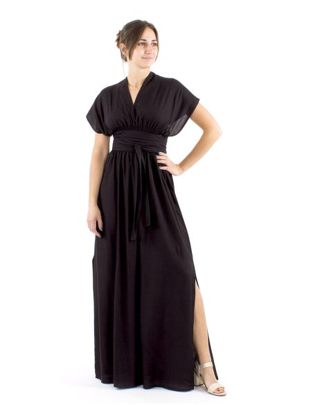 Vestido viscosa larga atado espalda