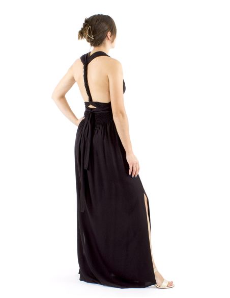 Vestido viscosa larga atado espalda