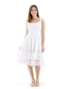 Vestido tirantes algodon blanco bordado doblado 2