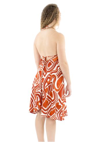 Mini vestido viscosa espalda desnuda estampado graffiti