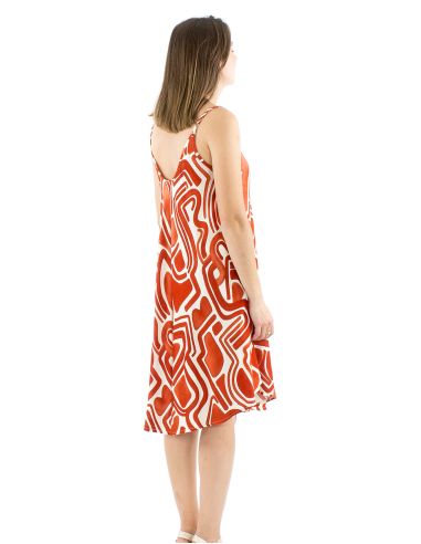 Mini vestido viscosa straps paraguas estampado graffiti