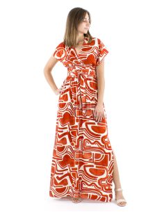 Vestido largo viscosa cruzado estampado graffiti