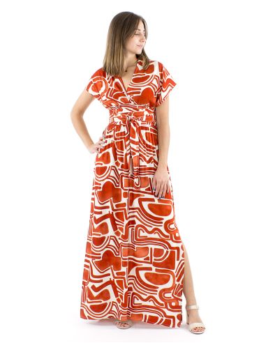 Vestido largo viscosa cruzado estampado graffiti