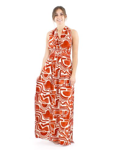 Vestido largo viscosa cruzado estampado graffiti