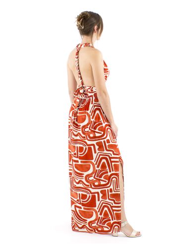 Vestido largo viscosa cruzado estampado graffiti