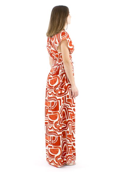 Vestido largo viscosa cruzado estampado graffiti