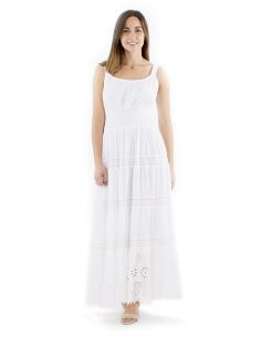 Vestido algodon blanco largo bordado tirantes