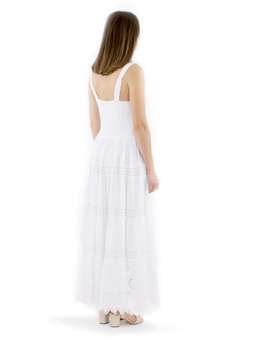 Vestido algodon blanco largo bordado tirantes