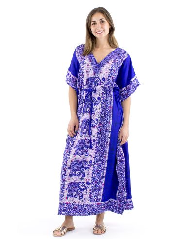 Vestido kaftan poliester 132cm elefante print