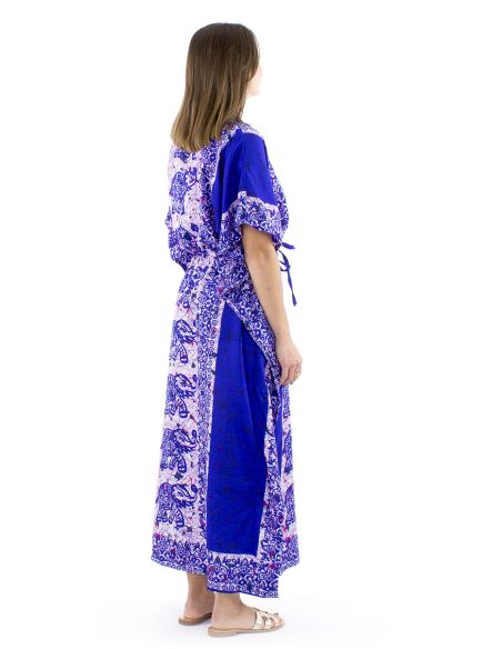 Vestido kaftan poliester 132cm elefante print