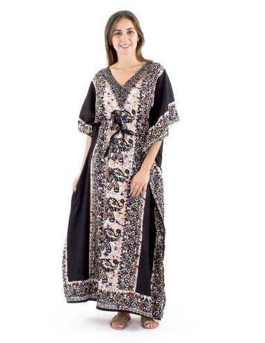 Vestido kaftan poliester 132cm elefante print