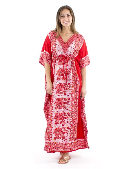 Vestido kaftan poliester 132cm elefante print