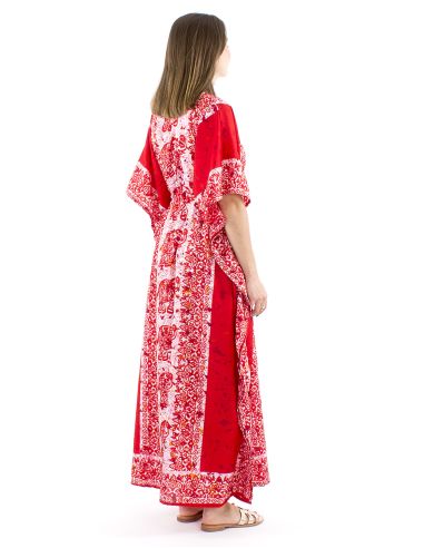 Vestido kaftan poliester 132cm elefante print