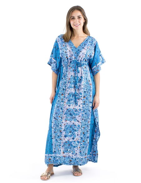 Vestido kaftan poliester 132cm elefante print