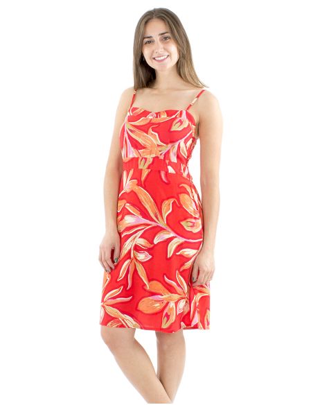 Vestido viscosa tirantes elastico espalda estampado jade