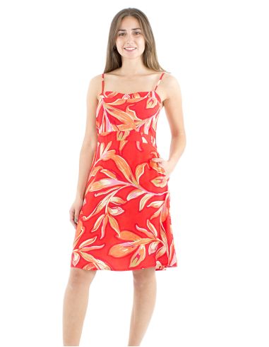 Vestido viscosa tirantes elastico espalda estampado jade