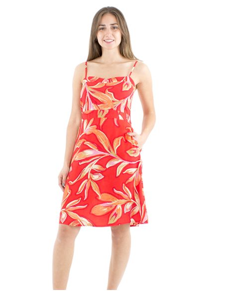 Vestido viscosa tirantes elastico espalda estampado jade