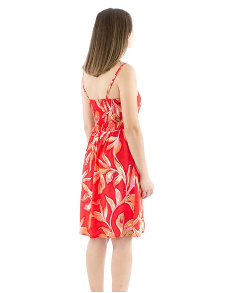Vestido viscosa tirantes elastico espalda estampado jade