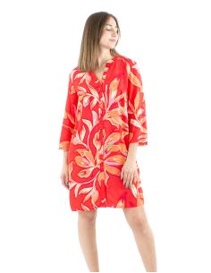 Vestido tunica viscosa mangas largas estampado jade