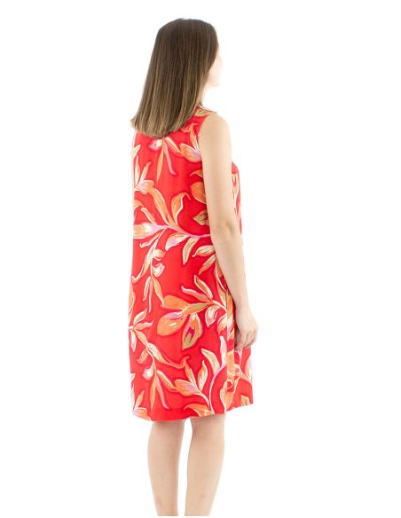 Vestido viscosa sin mangas estampado jade