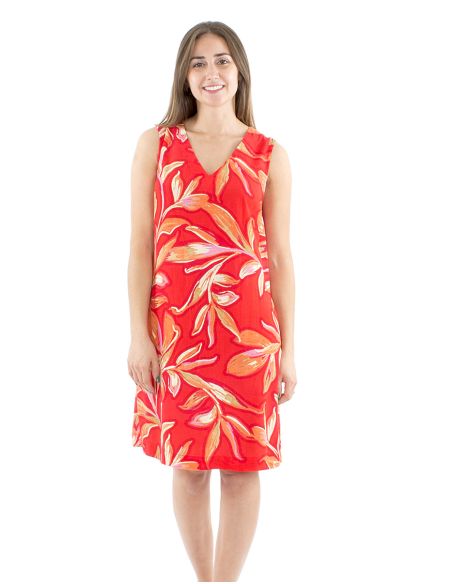 Vestido viscosa sin mangas estampado jade