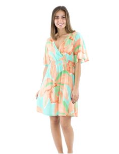 Vestido viscosa mangas cortas talla elastica estampado orquidea 2