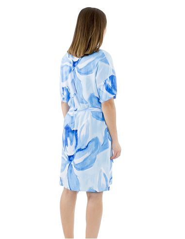 Vestido viscosa mangas cortas cintura estampado orquidea