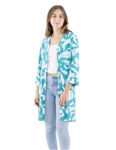 Vestido viscosa abotonado estampado rumba mangas 3/4 remangable