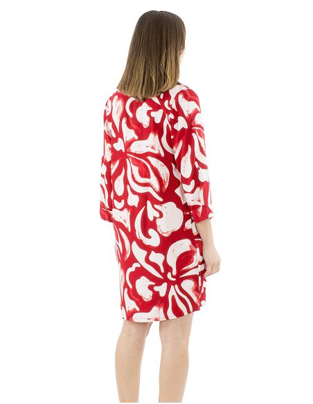 Vestido viscosa abotonado estampado rumba mangas 3/4 remangable