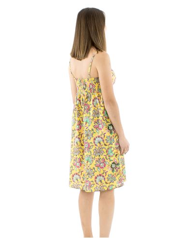 Vestido algodon tirantes elastico espalda estampado iris