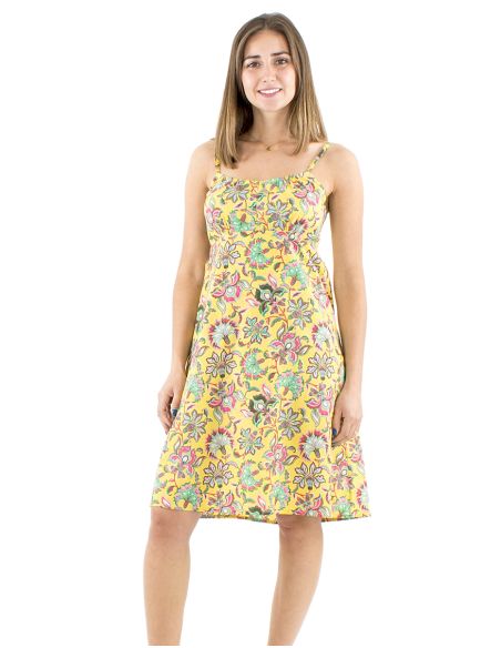 Vestido algodon tirantes elastico espalda estampado iris