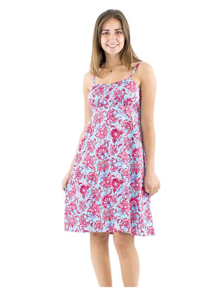Vestido algodon tirantes elastico espalda estampado iris