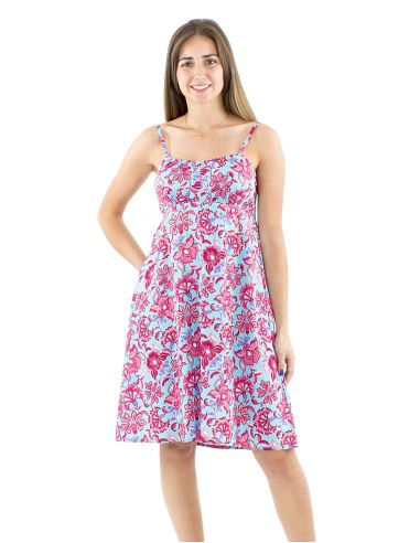 Vestido algodon tirantes elastico espalda estampado iris