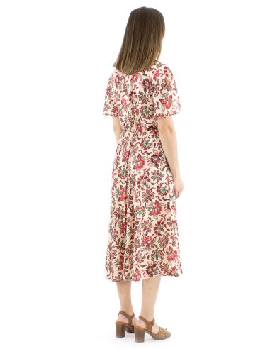 Vestido viscosa mangas cortas estampado iris