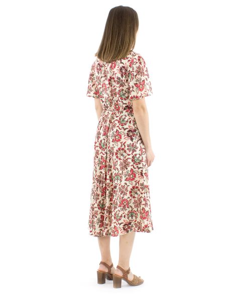 Vestido viscosa mangas cortas estampado iris
