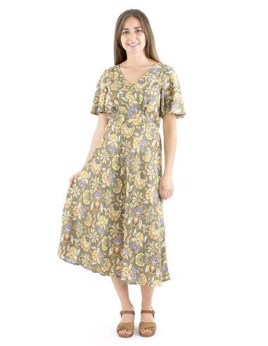 Vestido viscosa mangas cortas estampado iris