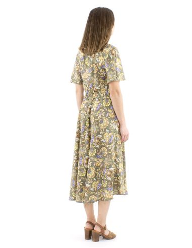 Vestido viscosa mangas cortas estampado iris