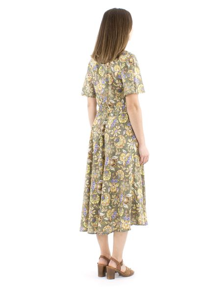 Vestido viscosa mangas cortas estampado iris