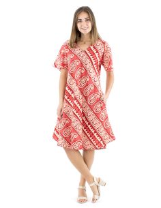 Vestido algodon block mangas cortas biais