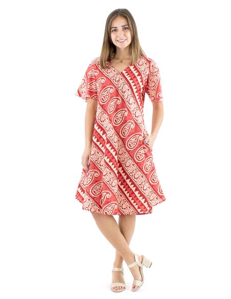 Vestido algodon block mangas cortas biais