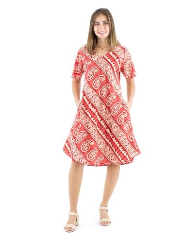 Vestido algodon block mangas cortas biais