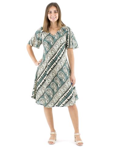 Vestido algodon block mangas cortas biais