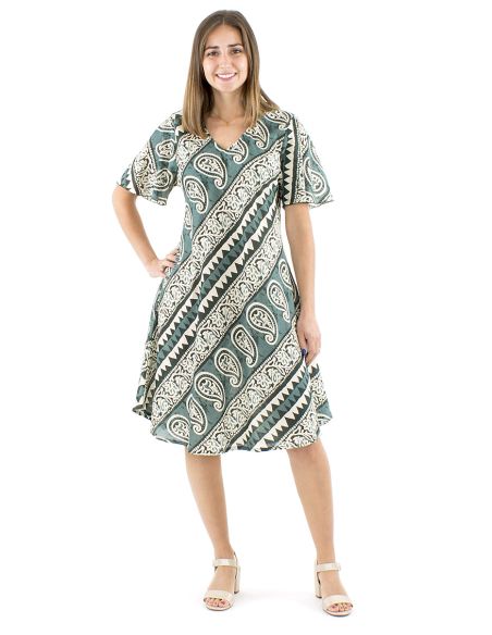 Vestido algodon block mangas cortas biais