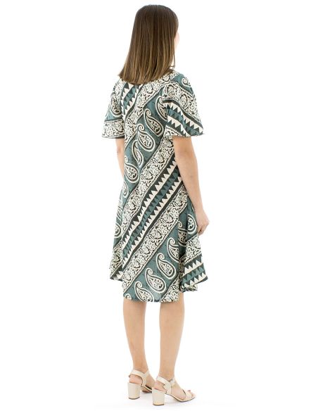 Vestido algodon block mangas cortas biais