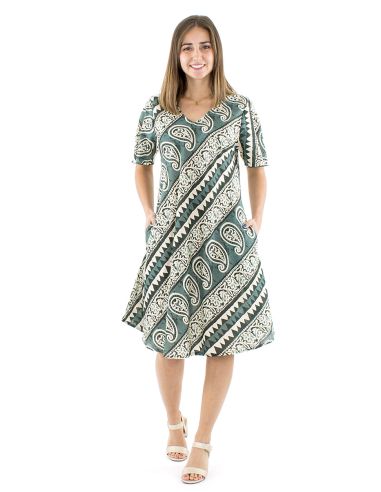 Vestido algodon block mangas cortas biais