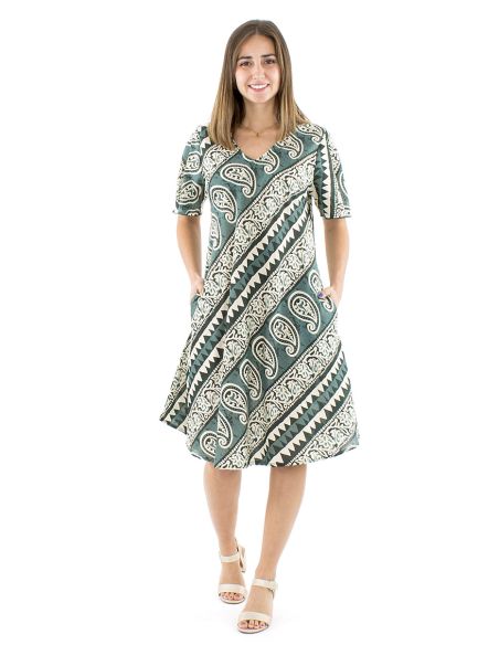 Vestido algodon block mangas cortas biais