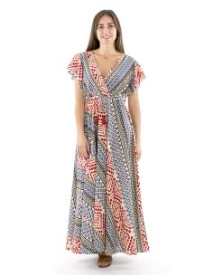 Vestido algodon block mangas cortas biaiscruzado