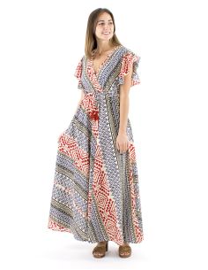 Vestido algodon block mangas cortas biaiscruzado 2
