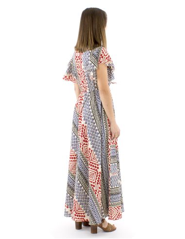 Vestido algodon block mangas cortas biaiscruzado